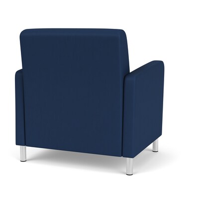 Lesro Ravenna Vinyl Guest Chair, Patriot Plus Imperial Blue/Brushed Steel (RV1201.FBS-01PPIB)