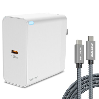 Overtime W49 100W USB-C Home Charger with 6 ft. 100W USB-C Cable (OCHW49WHBD1)