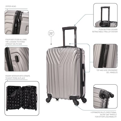 InUSA Vasty 22.44" Hardside Suitcase, 4-Wheeled Spinner, TSA Checkpoint Friendly, Grey (IUVAS00S-GRE)