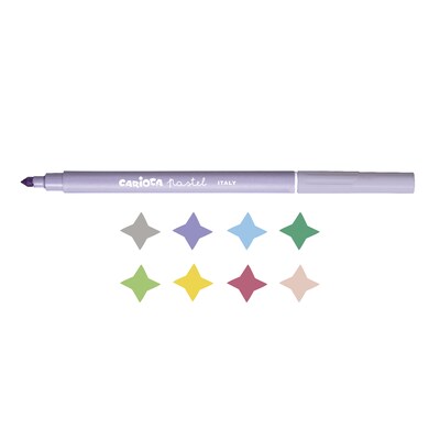 Carioca Pastel Felt Pens, Conical Tip, Assorted Colors, 8/Pack, 2/Bundle (CRA43032-2)