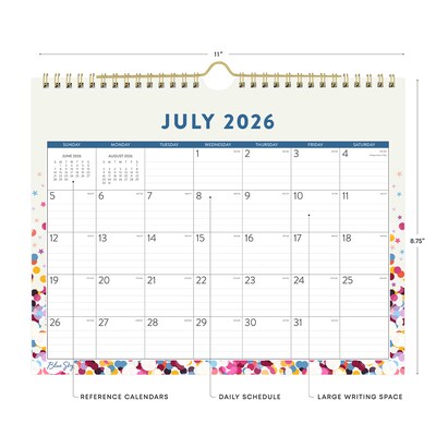 2026-2027 Blue Sky Wirebound Confetti 8.75 x 11 Academic Monthly Wall Calendar, Assorted Colors (148671-A27)