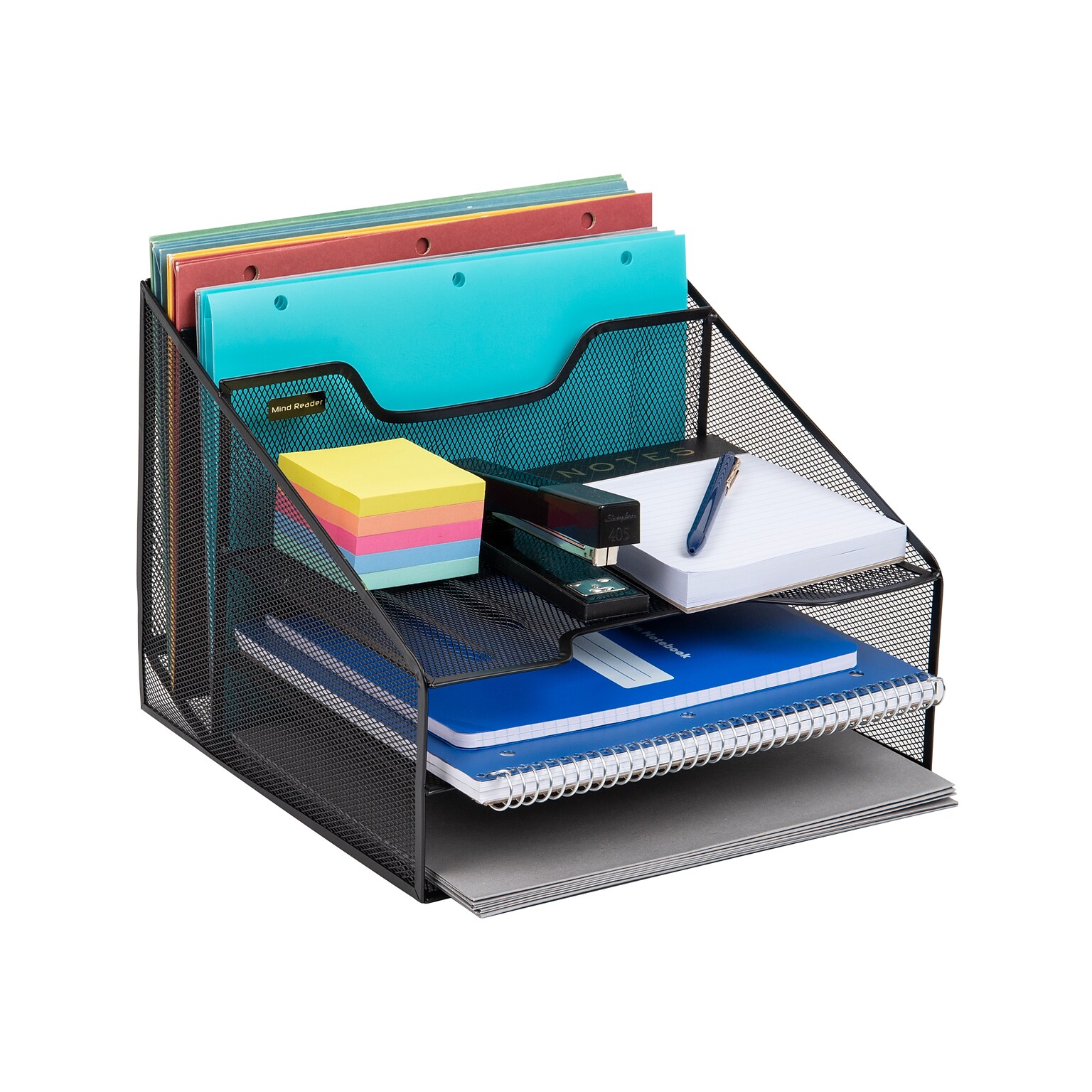 Mind Reader 5-Compartment Metal Mesh File Organizer, Black (MESHBOX5-BLK)