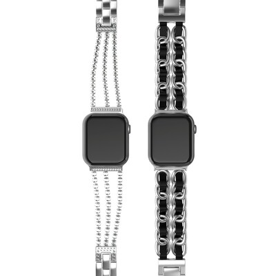LAX Stylish Metallic Chains Band for Apple Watch, Silver