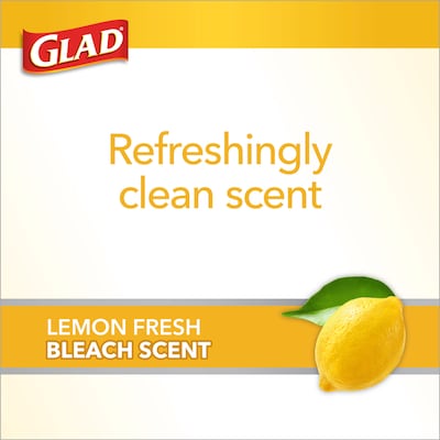 Glad Medium Drawstring Trash Bags with Clorox, 8 Gallon, Grey, Lemon Fresh Bleach Scent, 26/Box(79316)