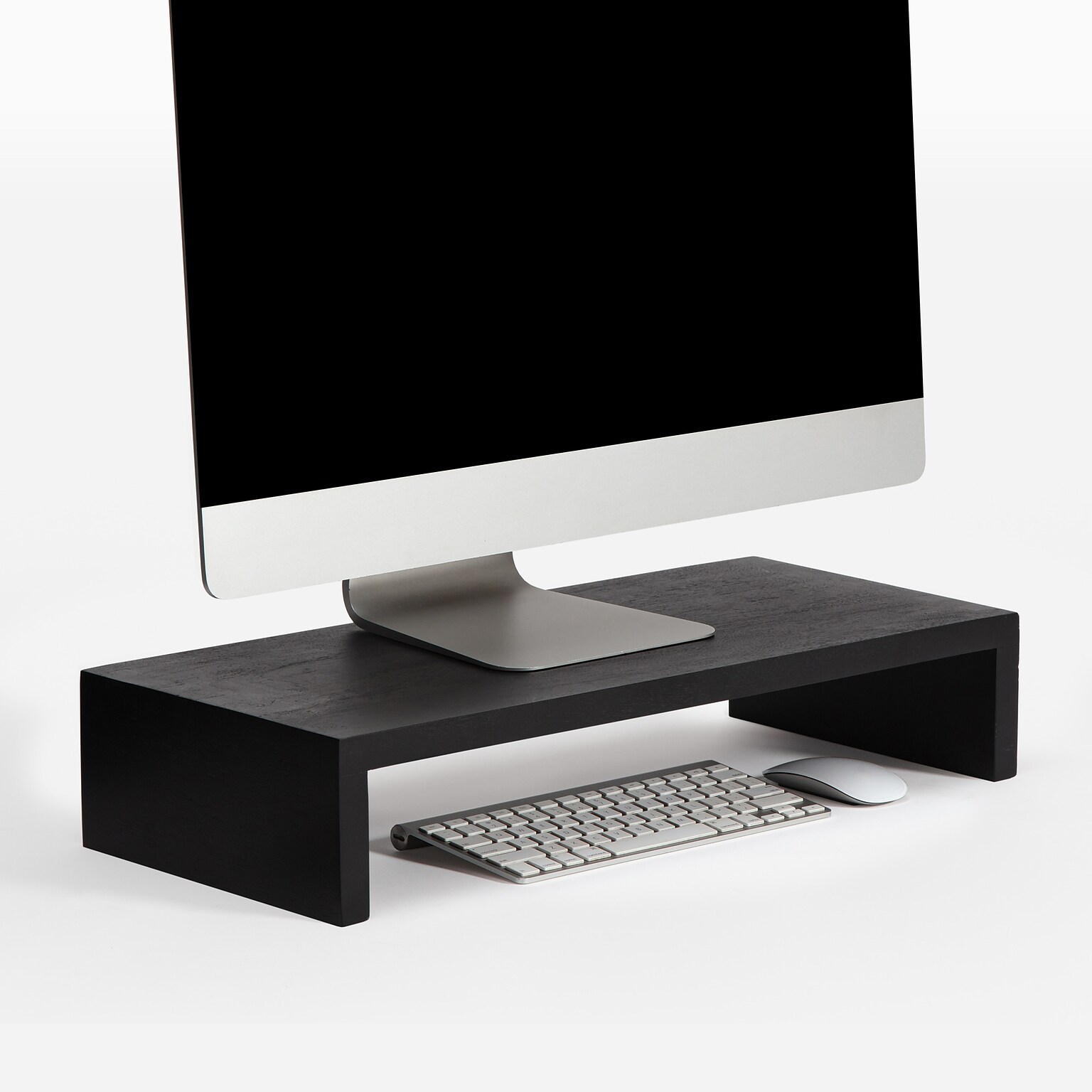 Anji Mountain Mango Wood Monitor Stand, Up to 32 Monitor, Black (MS-FNG-BLK)
