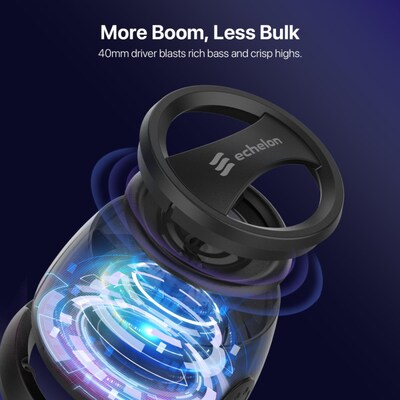 Portable Wireless Speaker Compact RGB Clip-On IPX5 Splash-Resistant Black