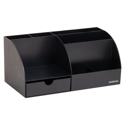 Mind Reader 7 Compartment Plastic Desk Organizer, Black (JOEANCH-BLK)