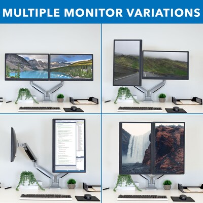 Mount-lt! Adjustable Dual Monitor Arm Mount, Up To 32", Silver (MI-1772)