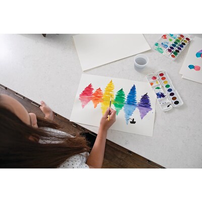 Prang Semi-Moist Washable Watercolor Paint with Brush, Assorted Colors, 8 Colors/Set (00800)