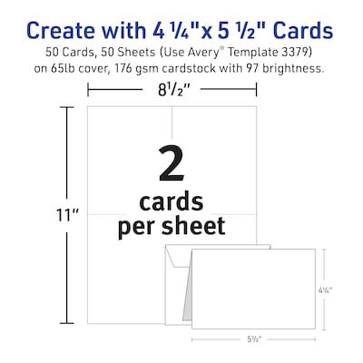 Avery Textured Genral Use Note Cards, White, 50/Pack (03379)
