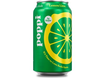 Poppi Prebiotic Lemon-Lime Soda, 12 fl. oz., 12 Cans/Case (XNA71034)