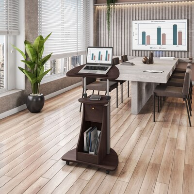 Techni Mobili 22"W Manual Adjustable Standing Laptop Cart, Chocolate (RTA-B005-CH36)