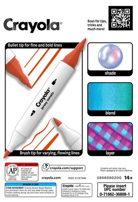 Crayola Garden Harvest Alcohol-Based Markers, Twin Tip, Assorted Colors, 8/Pack (58-6808)
