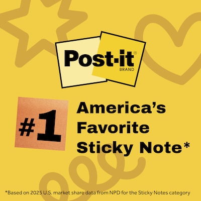 Post-it Shimmer Sticky Notes, 3" x 3", Warm Collection, 45 Sheets/Pad, 3 Pads/Pack (SENS-SN33-WM)
