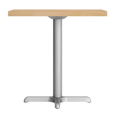 Flash Furniture Bennett Wooden Commercial Indoor Table, 30" x 24", Natural Top/Silver Base (GSF2430NTT2222S)