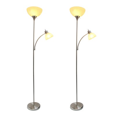Simple Designs 71.5 Floor Lamp with Dome Shades, Brushed Nickel, 2/Pack (LF2000-BSN-2PK)