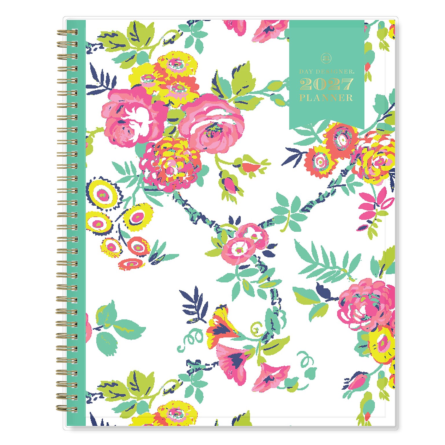 2027 Blue Sky Day Designer Peyton White 8.5 x 11 Calendar Year Weekly & Monthly Planner, Plastic Cover, White (103618-27)