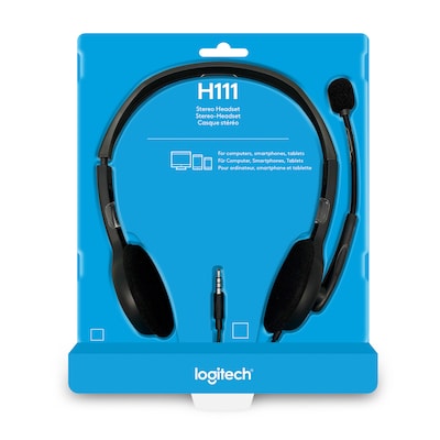 Logitech H111 For EDU Wired 3.5mm Stereo Computer On Ear Headset, Graphite (981-000999)