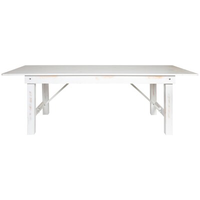 Flash Furniture HERCULES Series 96" Folding Farm Dining Table, Rustic White (XAF96X40WH)