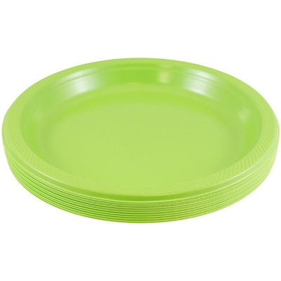JAM Paper 9 Plastic Plates, Lime Green, 60 Plates/Pack (9255320685g)
