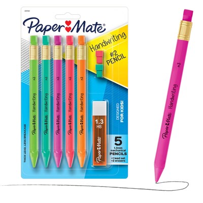 Paper Mate Handwriting Mechanical Pencil, 1.3mm, #2 Medium Lead, 5/Pack (2017483)