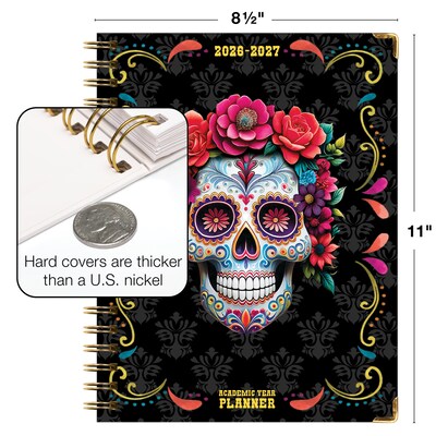 2026-2027 Excello Brands 8.5" x 11" Academic Weekly & Monthly Planner, Paperboard Cover, Sugar Skull (FSHN-AY26-8511-48)