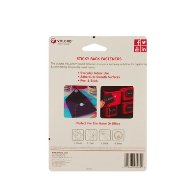 Velcro® Brand 5/8" Sticky Back Hook & Loop Fastener Dots, Black, 75/Pack (90089)