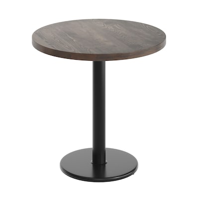 Flash Furniture Bennett 30 Round Wooden Commercial Indoor Table, Dark Brown Top/Black Base (GSFRD30DBTR18)
