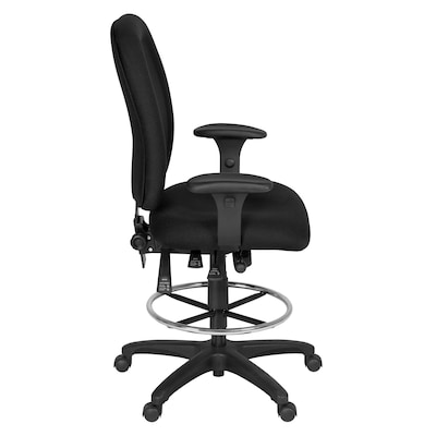 Regency Comfort Series Fabric Drafting Chair with Footrest and Lumbar Support, Black (125-DK-BK)