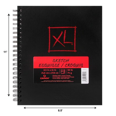 Canson XL Series 8.5 x 11 Wire Bound Sketch Book, 100 Sheets/Book (MCXC400085766)