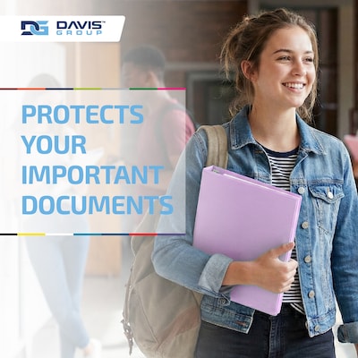 Davis Group Standard View 1" 3-Ring Binders, Assorted Pastel Colors, 4/Pack (7411-88-04)