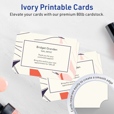 Avery Matte General Use Blank Cards, Ivory, 10/Pack (95355)