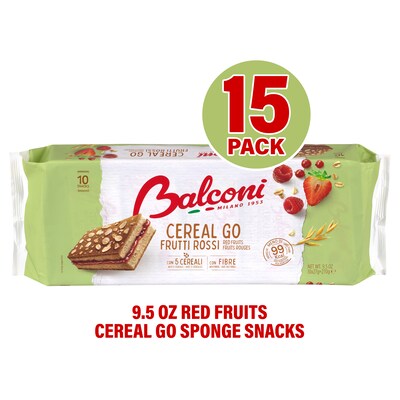 Balconi Cereal Go Red Fruits Snack Cakes, 0.95 oz., 150/Pack (600-04196)