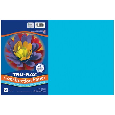 Tru-Ray 12 x 18 Construction Paper, Atomic Blue, 50 Sheets/Pack, 3 Packs/Bundle (PAC103401-3)
