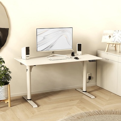 Arozzi Arena Nordico 55"W Electric Adjustable Standing Desk, White (ARENANRDWTWT)