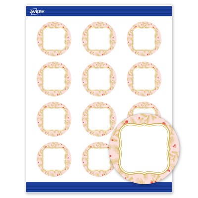 Avery Gold-Pink Berries Matte Blank Card, White, 120/Pack (S00-FGF)