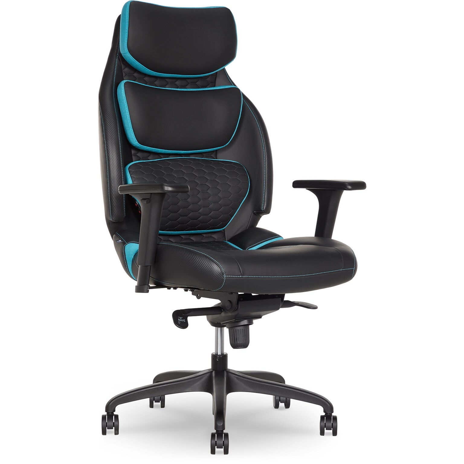 Sharper Image Algrove Comfort-X Ergonomic Swivel Executive Massage Chair, Black/Blue (60117-BLKBLU)