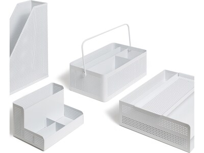 U Brands The Perforated Collection Metal Magazine File Holder, White (5716U01-06)