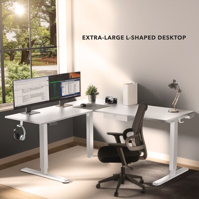 Mount-It! XL 75"W Electric Corner Adjustable Standing Desk, White (MI-15029)