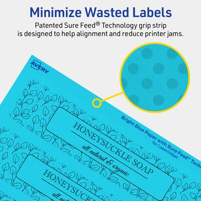 Avery Rectangle Multipurpose Labels, 1.5" x 7.5", Bright Blue, 50/Pack (94231)