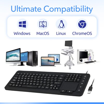 Delton M70 Wired Airtight Waterproof Keyboard, Black (DKBWM70-U)