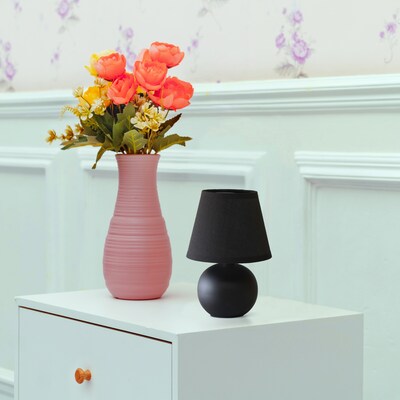 Creekwood Home Nauru 8.66" Traditional Petite Ceramic Orb Base Bedside Table Desk Lamp, Black (CWT-2004-BK)