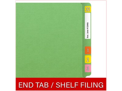 Medical Arts Press Heavy-Duty End Tab File Folder, Straight Cut, Letter-Size, Green, 40/Box (S-09459-GRN)