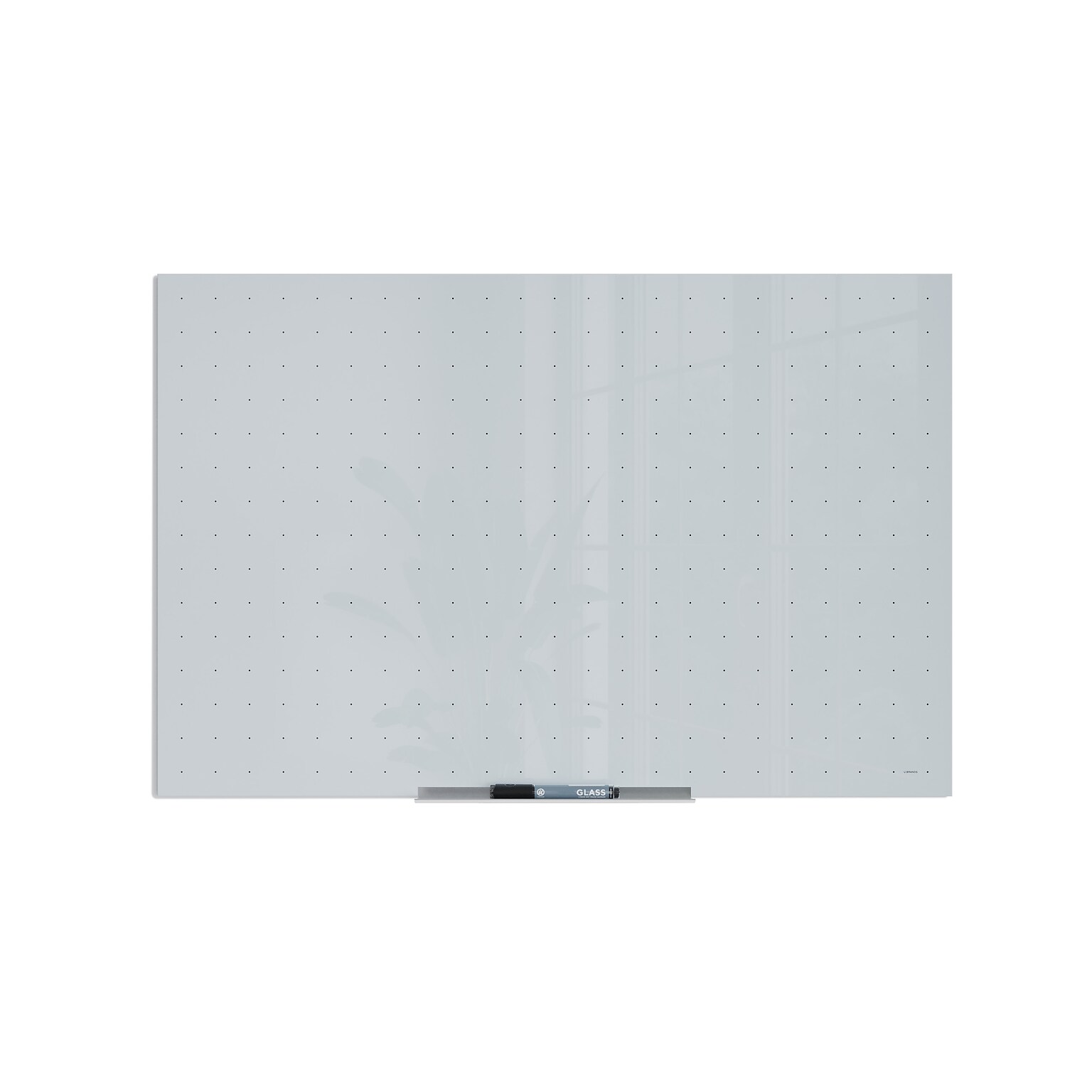 U Brands Floating Glass Ghost Grid Dry Erase Board, Frameless, 3 x 2 (2798U00-01)