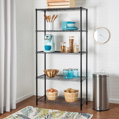Honey-Can-Do 5-Shelf Metal Unit, 36"W, Black (SHF-09627)