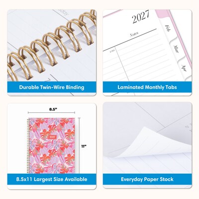 2027 Blue Sky 8.5" x 11" Weekly & Monthly Planner, Pink (164278)