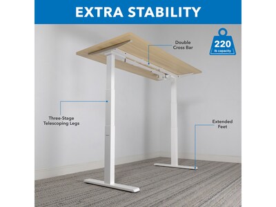 Mount-It! Ultimate 55"W Electric Rectangular Adjustable Standing Desk, Maple/White (MI-18077)