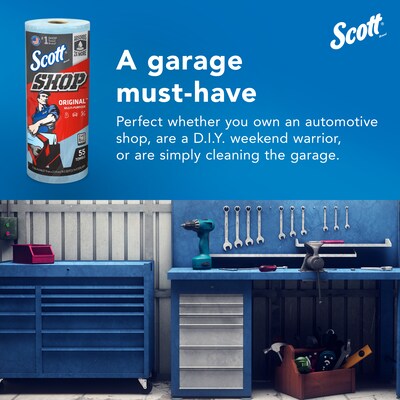 Scott Shop Towels Original, 9.4" x 11", Blue, 55 Sheets/Roll, 30 Rolls/Carton (75130)