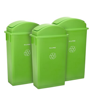 Alpine Industries Polypropylene Recycling Bin, 23 Gallon, Lime Green, 3/Pack (ALP4778-1-LGRN-3)