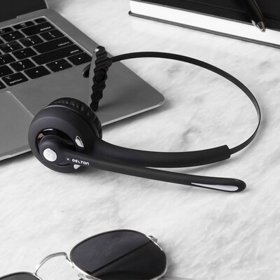 Delton Wireless Noise-Canceling Bluetooth Mono Headset, Over-the-Head, Black (DBTHEAD10XBTDL)